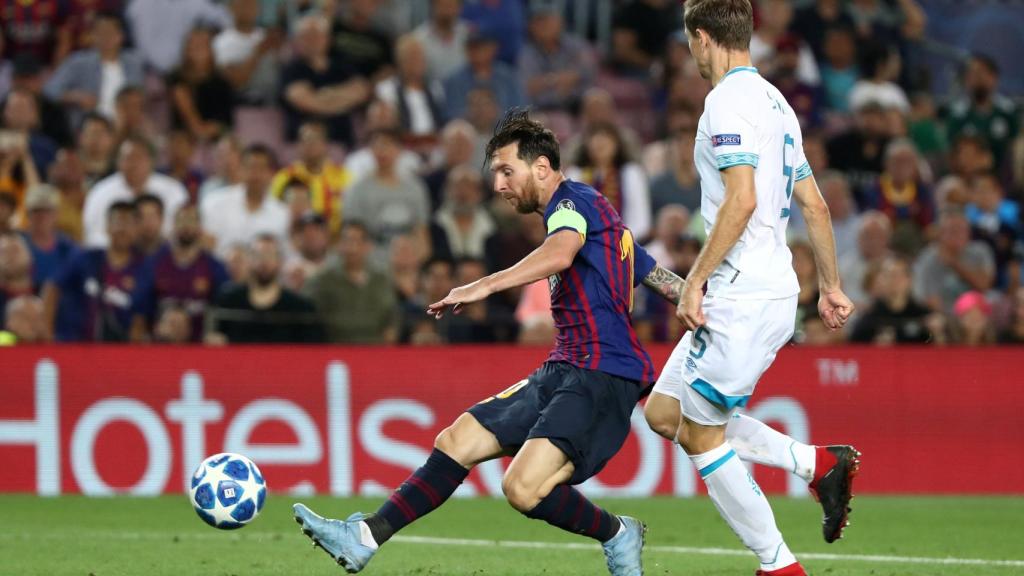 Messi, en el partido de Champions ante el PSV.