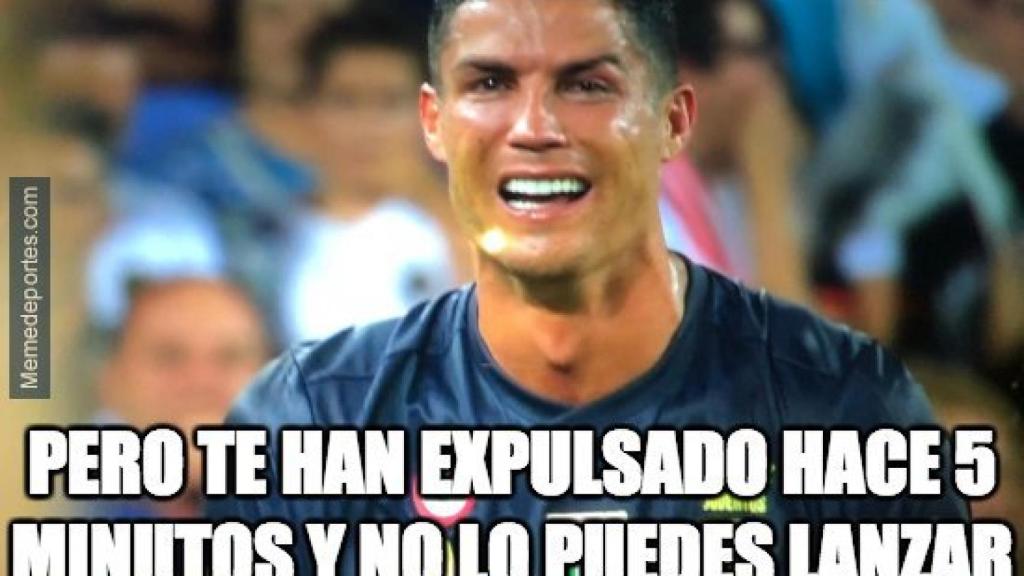 Meme de Cristiano Ronaldo por su expulsión ante el Valencia. Foto: memedeportes.com