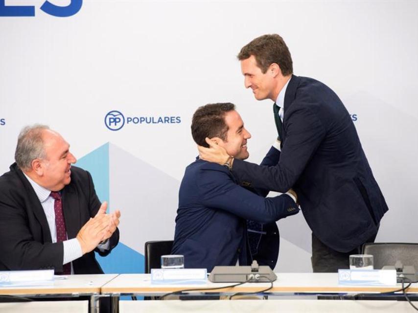 Casado, este viernes en una reunión del PP, tras conocer el dictamen del fiscal/