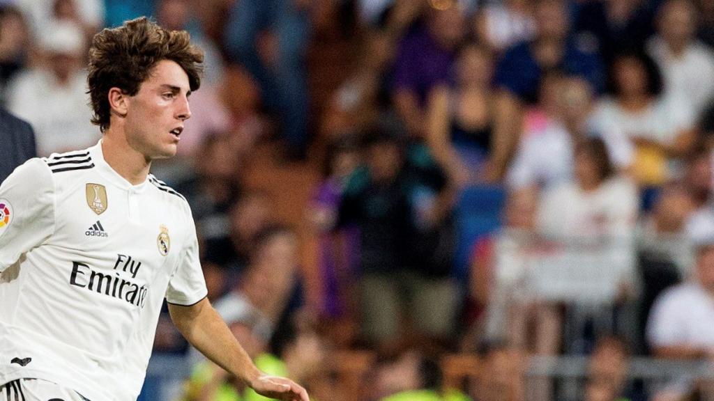 Álvaro Odriozola, frente al Espanyol en su debut oficial con el Real Madrid