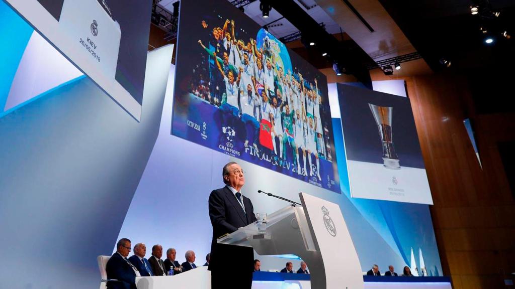 Florentino Pérez, en la Asamblea del Real Madrid