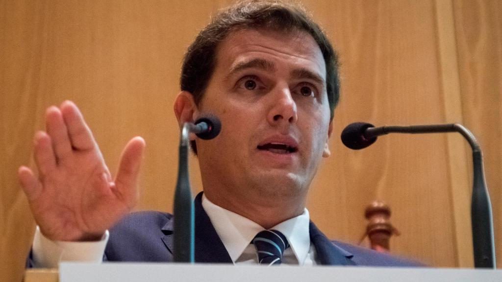 Albert Rivera, durante su intervención en un desayuno informativo.