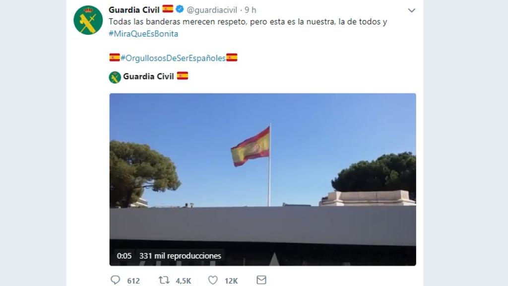 Tuit difundido por la Guardia Civil en este 1-O.