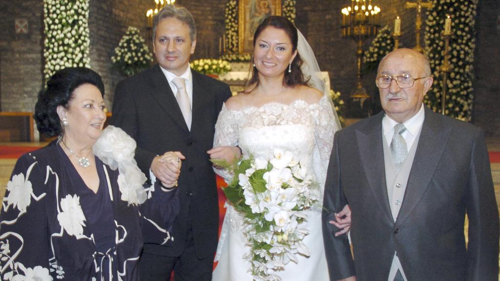 Montserrat Caballé y Bernabé Martí, en la boda de su hija con Carlos Navas.