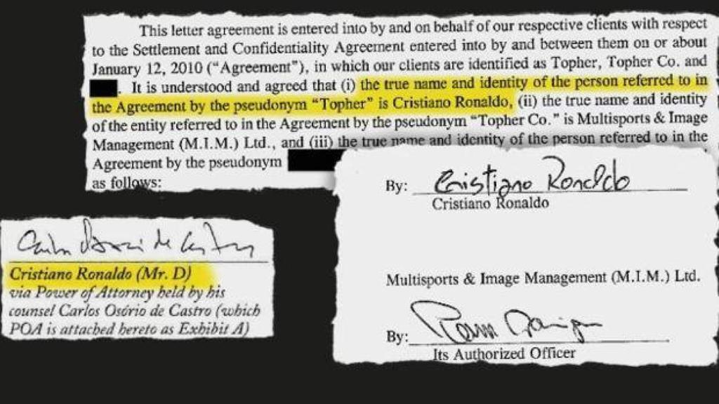 Documento de Der Spiegel sobre el acuerdo entre Cristiano y Mayorga