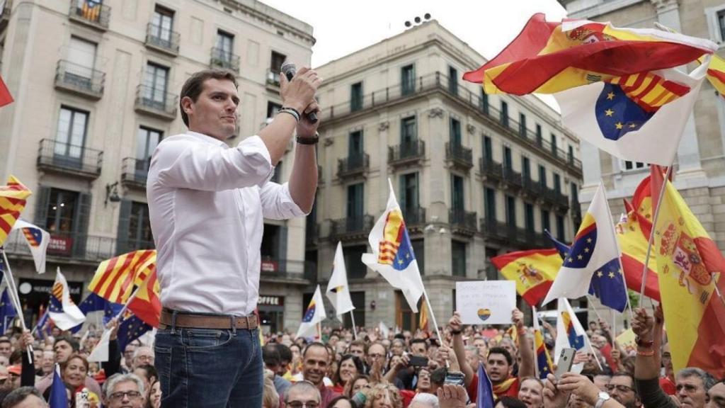 Rivera este domingo en la plaza Sant Jaume de Barcelona