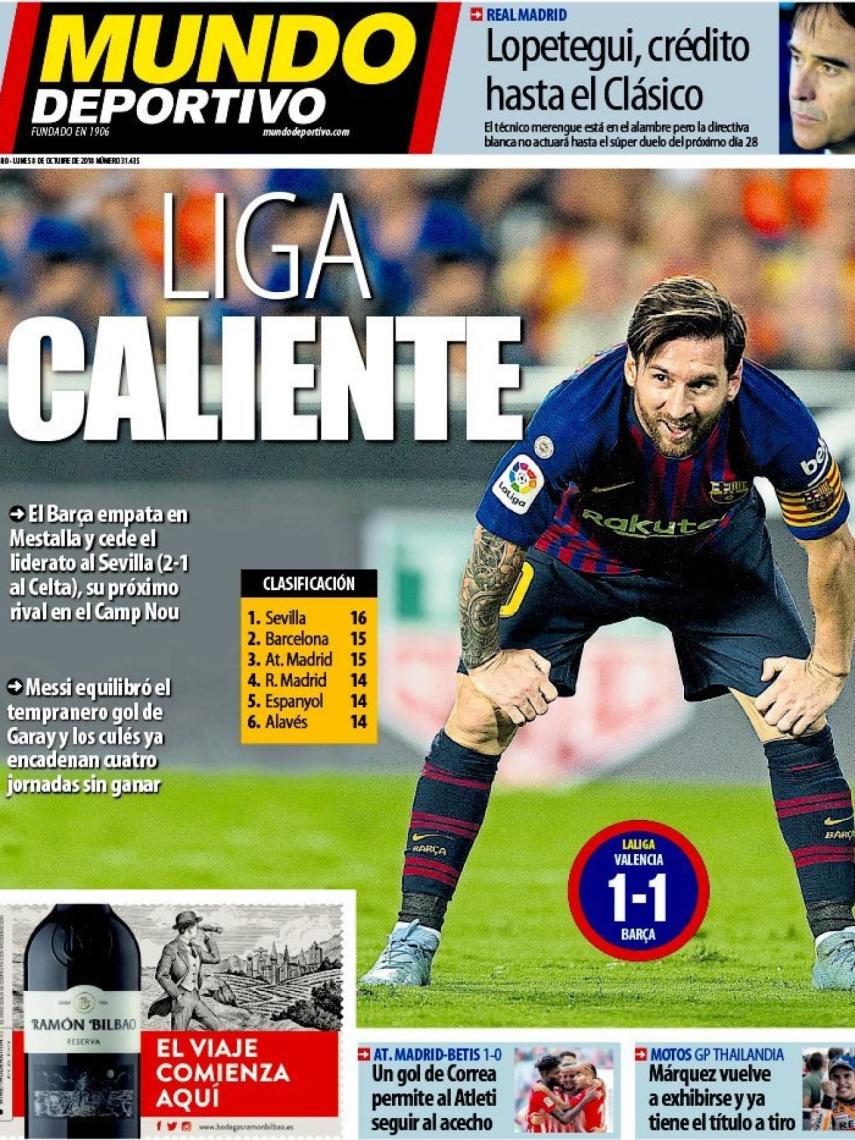 La portada del diario Mundo Deportivo (08/10/2018)