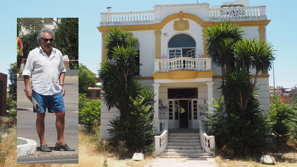 El último dueño del prostíbulo Don Ángelo y una imagen del edificio que lo albergaba, ahora ya en desuso.