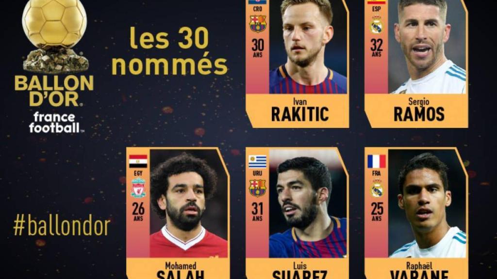 Candidatos al Balón de Oro 2018. Foto: France Football