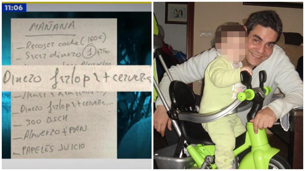 A la izquierda, la lista de la compra. A la derecha, Ricardo junto a su hija.