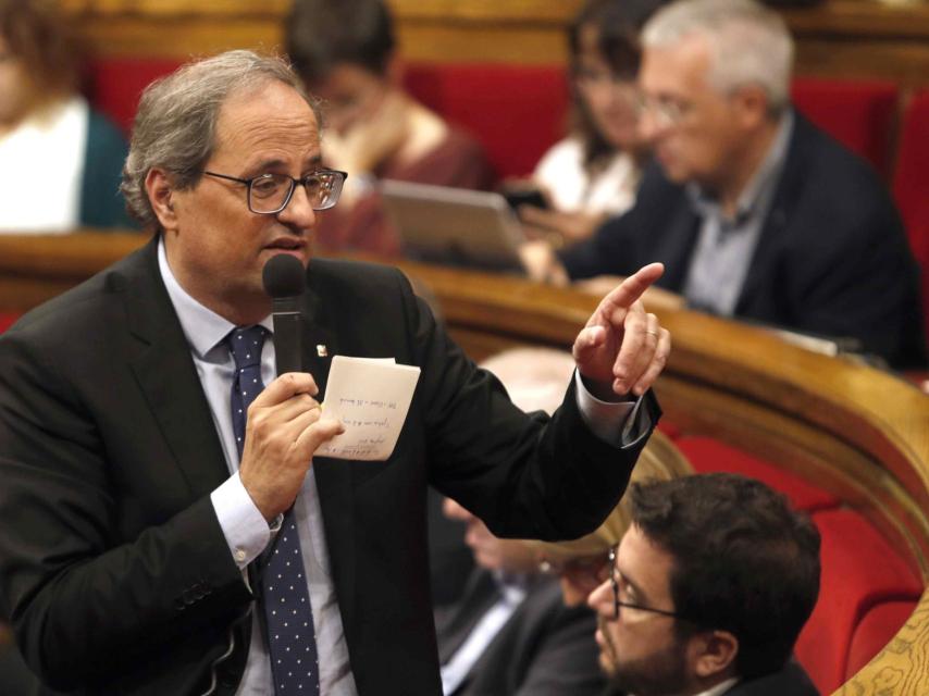 Quim Torra, durante el pleno del Parlament.