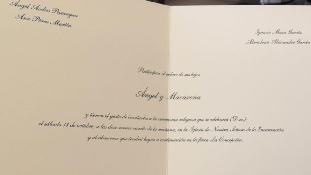 La tarjeta de invitación a la que ha tenido acceso JALEOS.