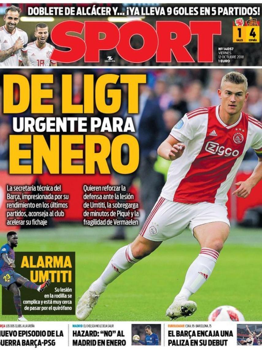 La portada del diario SPORT (12/10/2018)