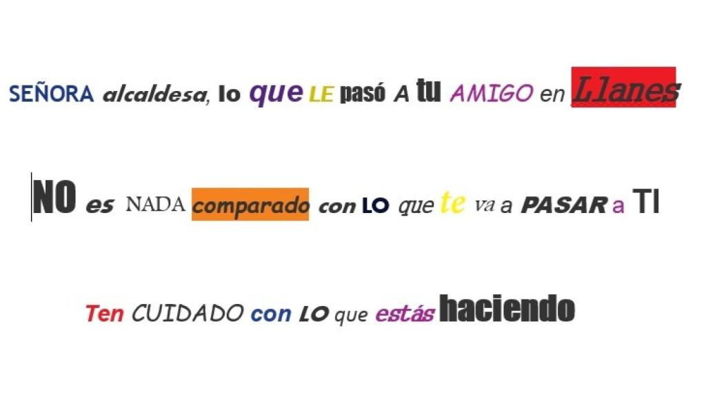 Mensaje que recibió la alcaldesa de Riosa, Ana Díaz, dos días después del funeral de Ardines.