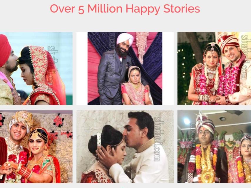 La web shaadi es el principal servicio de este tipo en el mundo