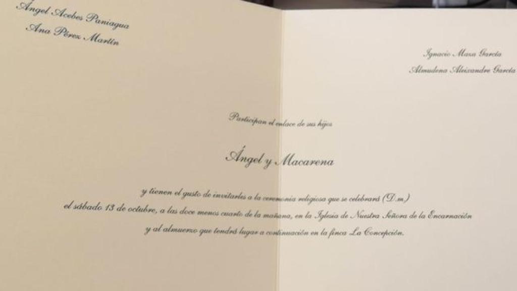La invitación de la boda.