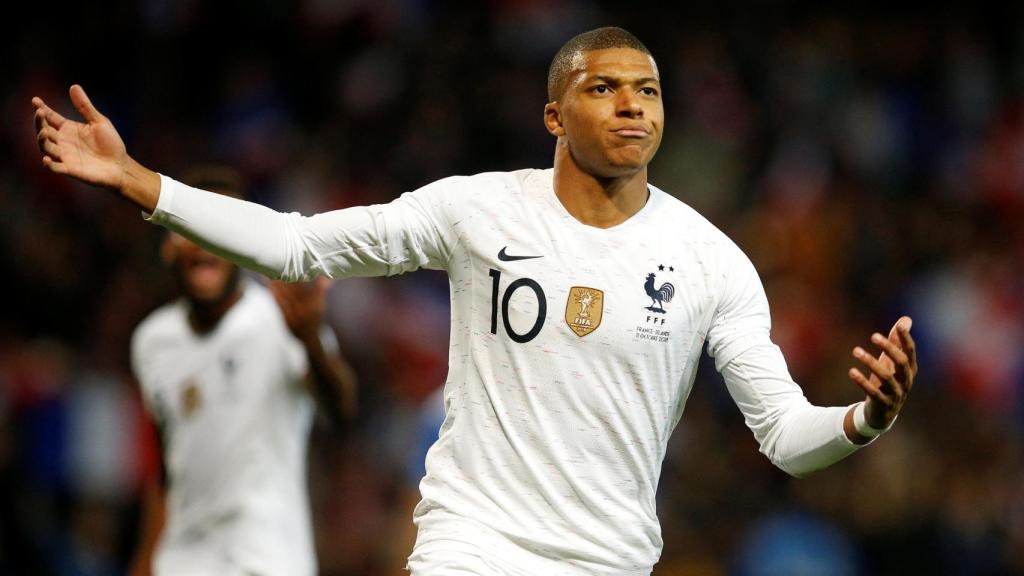 Mbappé, en un partido de la selección de Francia