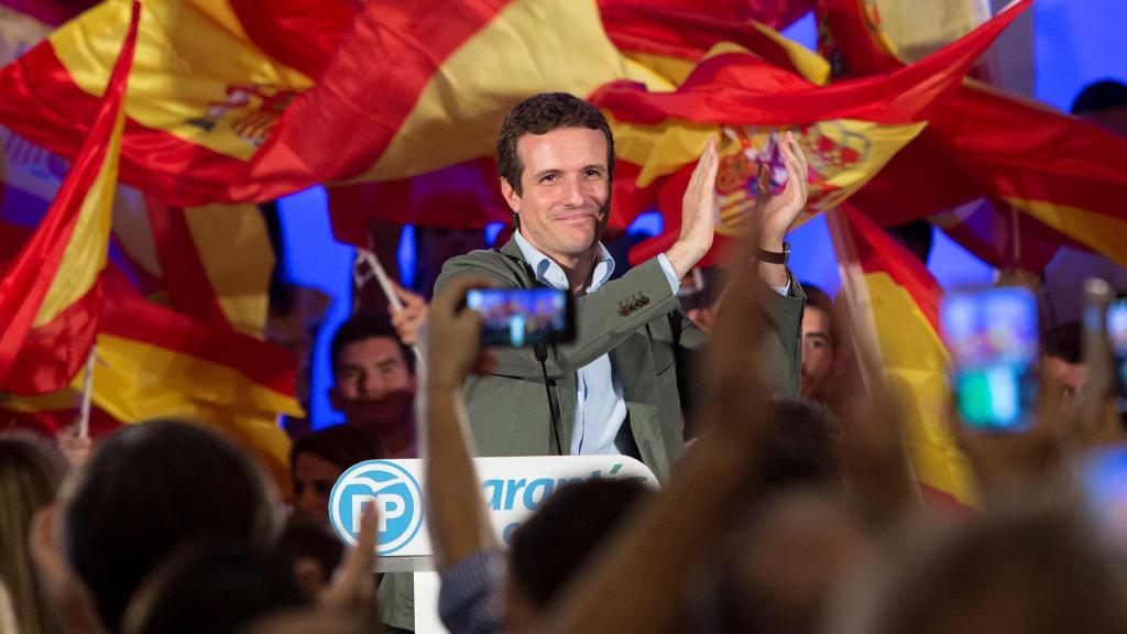Casado, durante su mitin en Málaga.