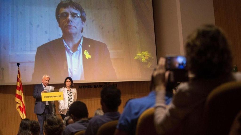 Carles Puigdemont, durante la presentación de La Crida en Barcelona.
