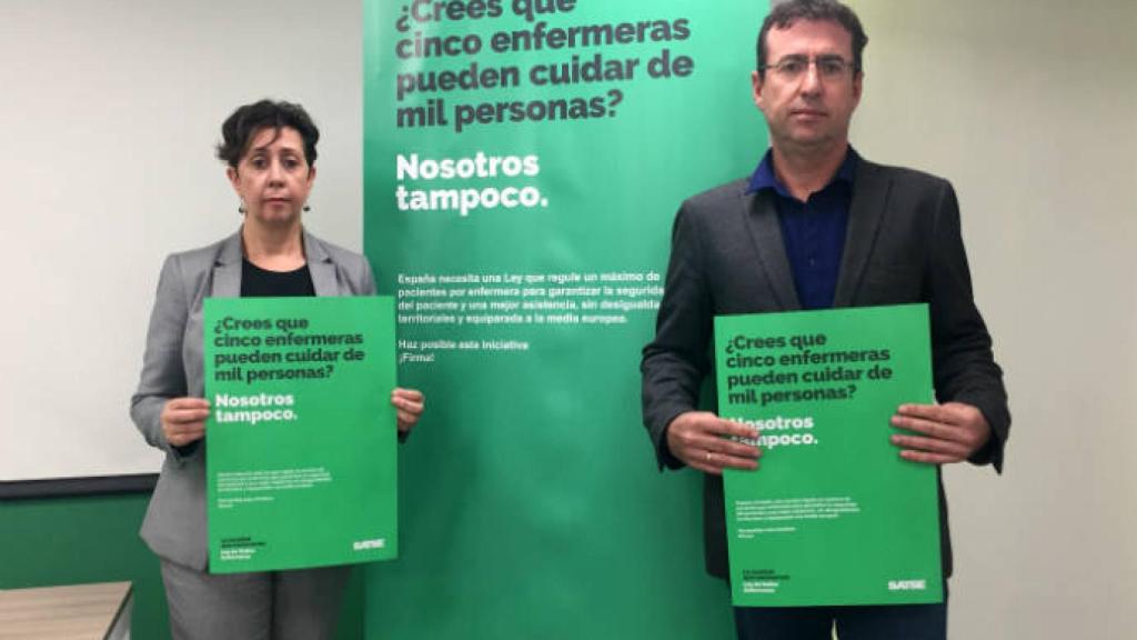 Juan Francisco Ruiz y Gema Torrejón, secretario general SATSE CLM y secretaria provincial SATSE Toledo, respectivamente