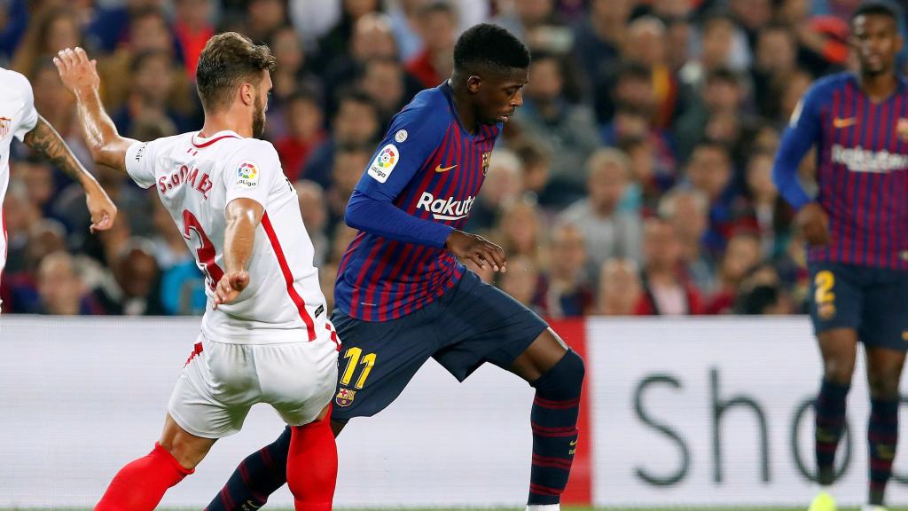 Dembélé, ante el Sevilla.