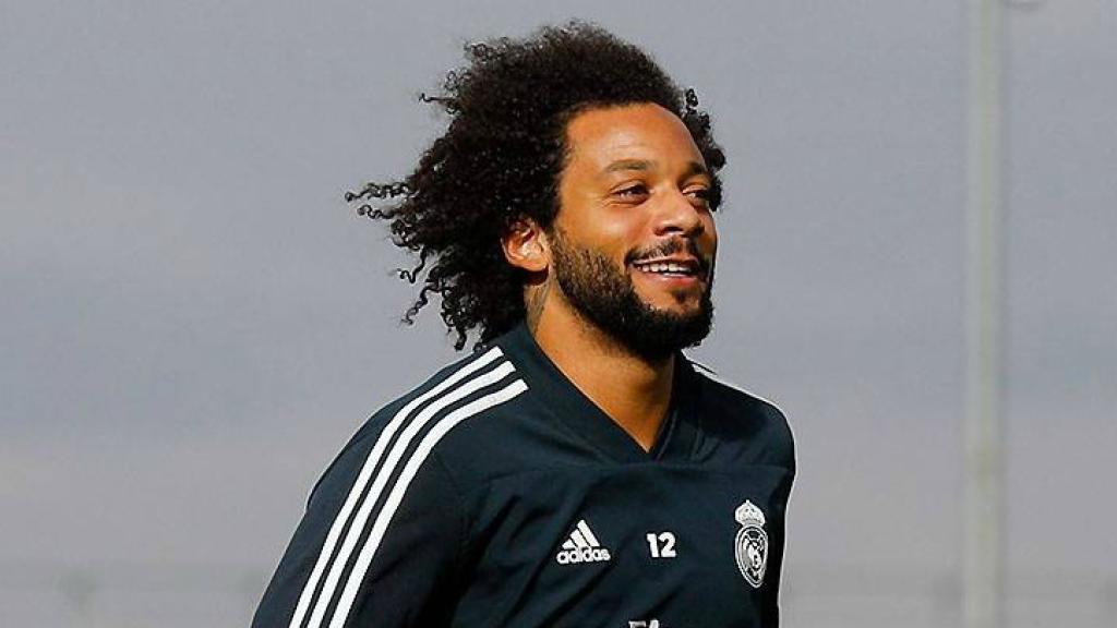 Casemiro y Marcelo durante un entrenamiento