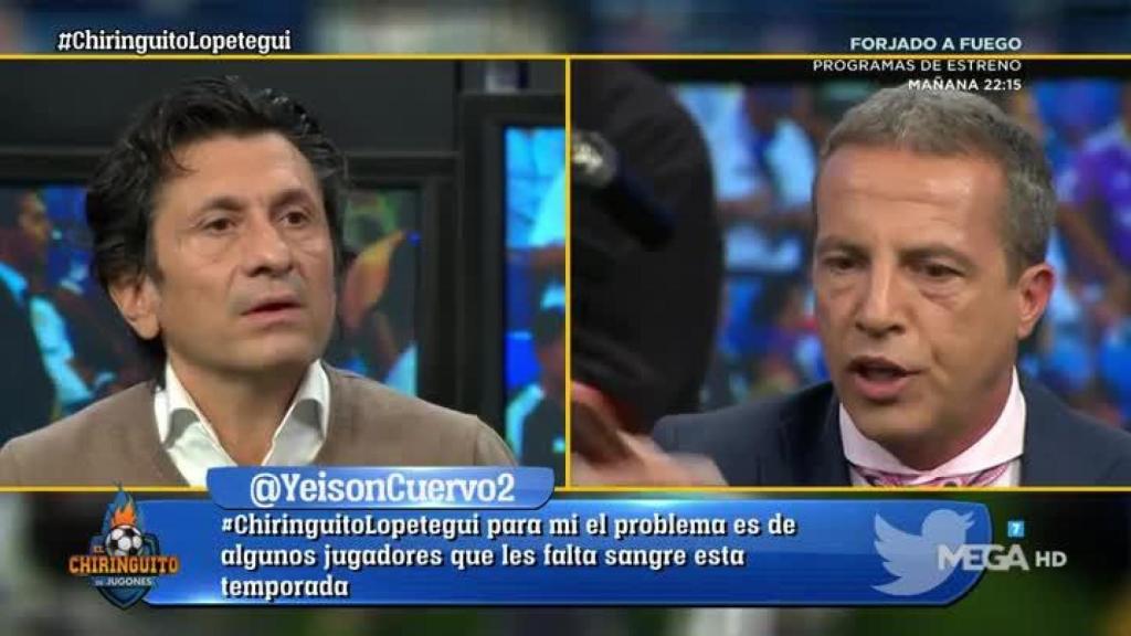 Soria en El Chiringuito. Foto: Twitter. (@elchiringuitotv)