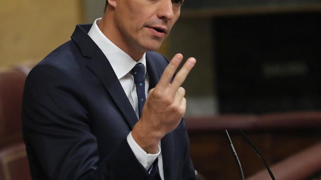 Pedro Sánchez, presidente del Gobierno, durante su comparecencia en el Congreso.