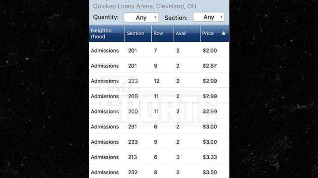 Las entradas para el Cavaliers-Nets.