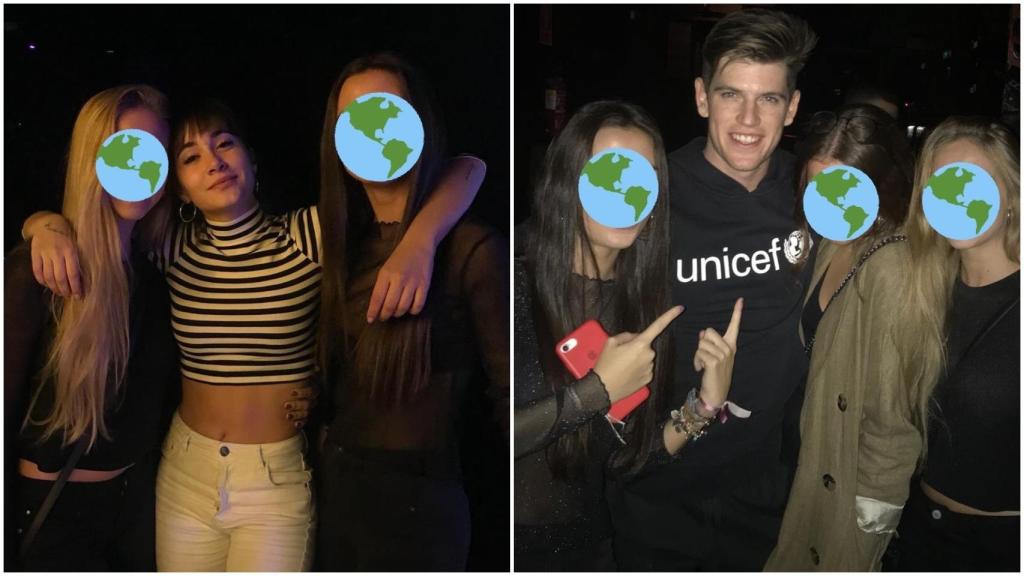 Aitana y Miguel Bernardeau en un local de copas junto a unas fans.