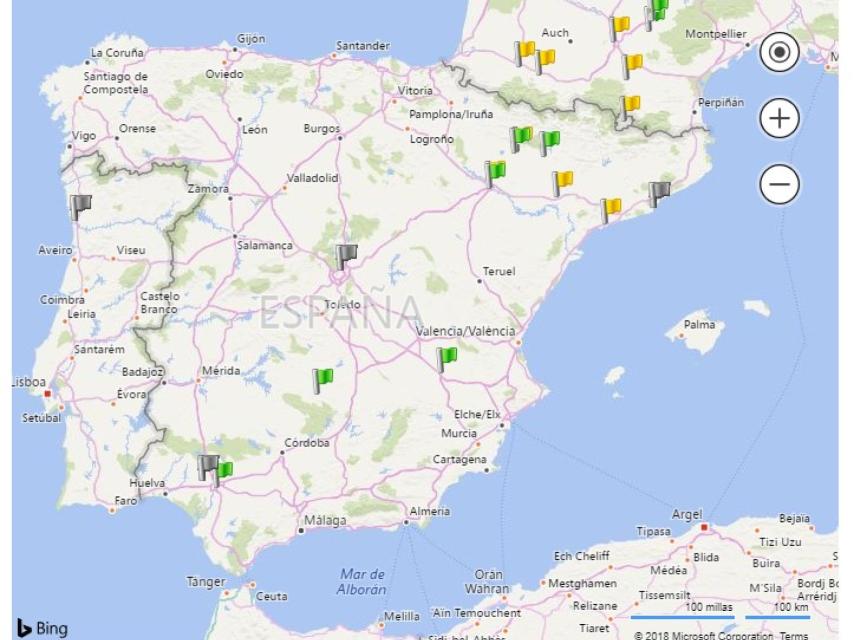 Mapa de gasolineras de hidrógeno.