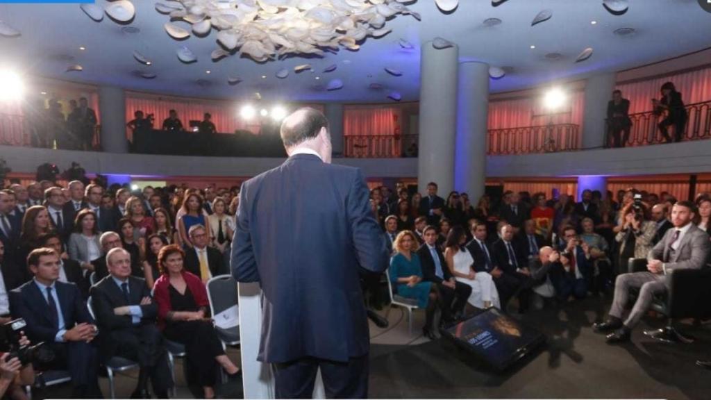 Pedro J. Ramírez durante su discurso en Los Leones de EL ESPAÑOL 2018.