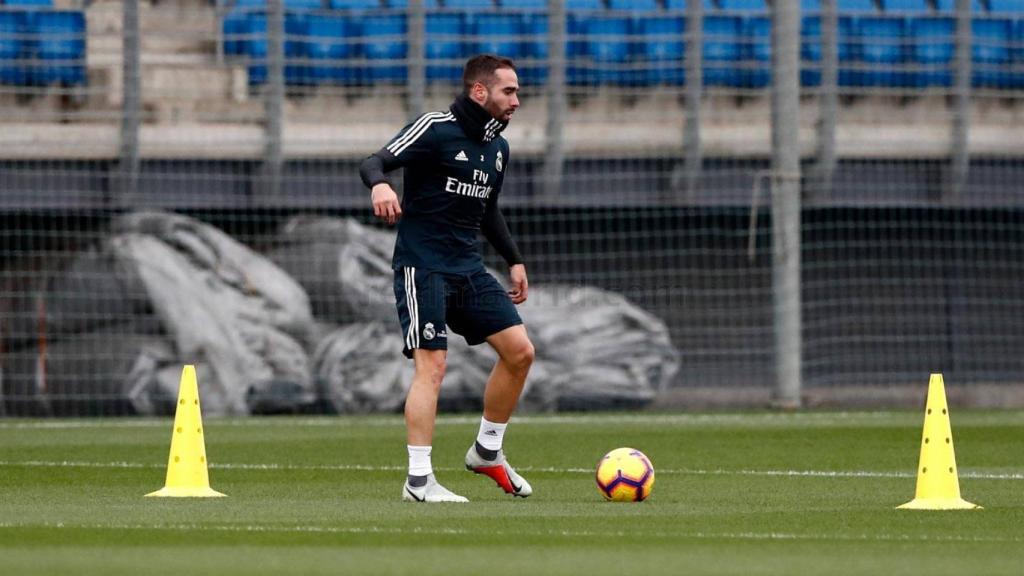 Carvajal ejercitándose en Valdebebas