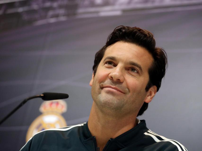Solari, en rueda de prensa con el Real Madrid