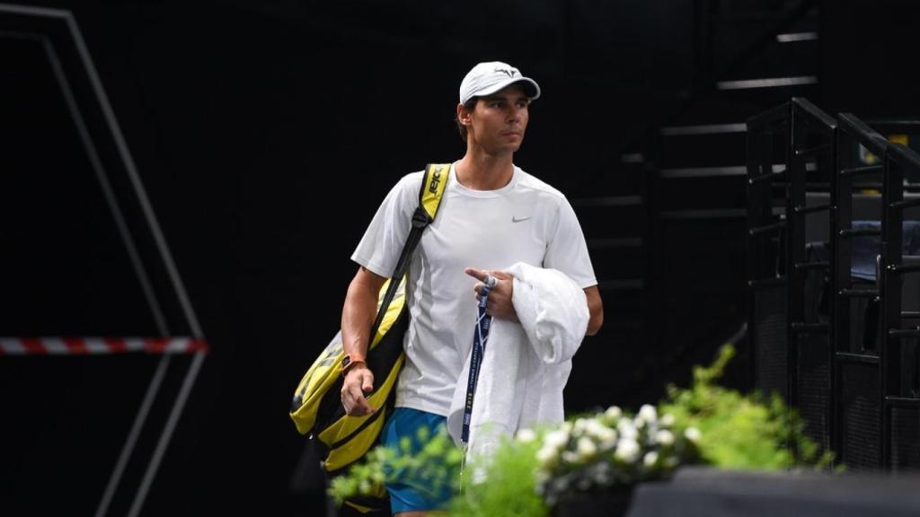Nadal, durante un entrenamiento previo a su estreno en París.