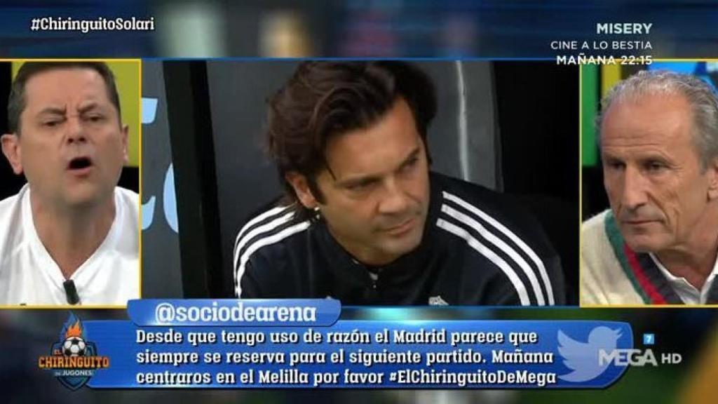 Tomás Roncero debate con Petón. Foto: Twitter (@elchiringuitotv)