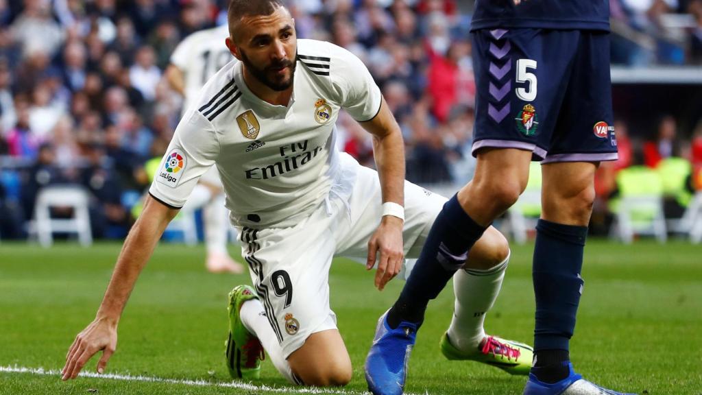 Benzema, en el partido ante el Valladolid.