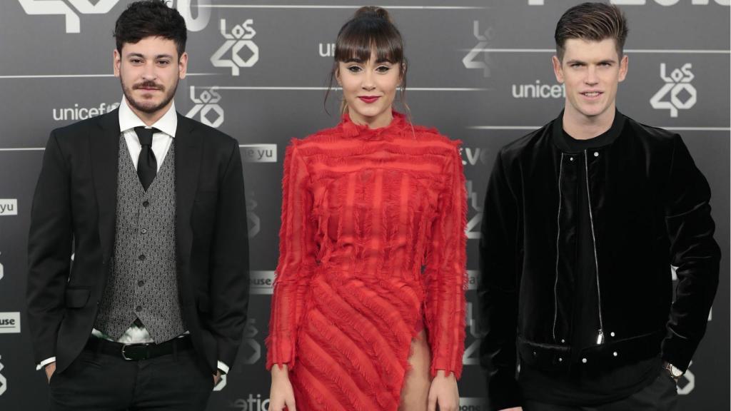 Luis Cepeda, Aitana Ocaña y Miguel Bernardeau, en Los40 Music Awards.