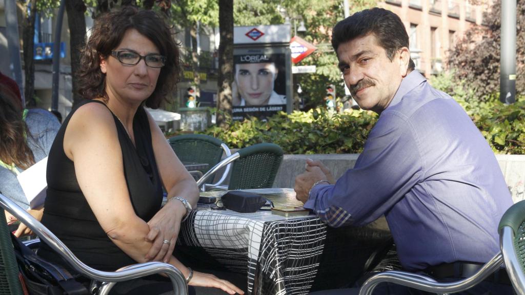 Santina y Pippo Biondo en la plaza de Tirso de Molina.