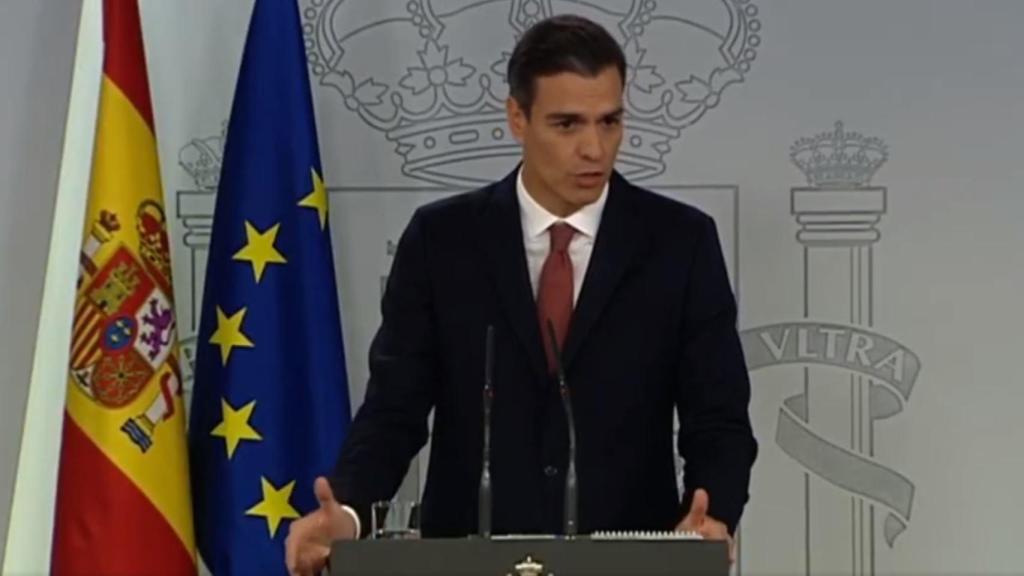 Pedro Sánchez, durante su comparecencia por el tema de las hipotecas.