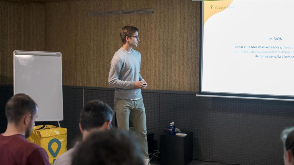 Óscar Pierre, CEO de Glovo, durante la presentación del proyecto.