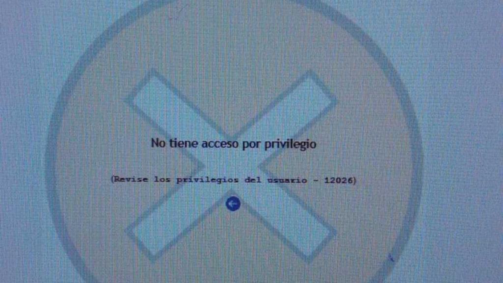 Pantalla de un enfermero que no pudo acceder al sistema la semana pasada.