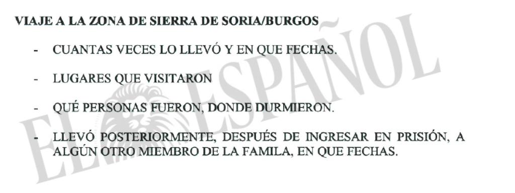 instrucciones enviadas para que sean preguntadas al chófer de Bárcenas.
