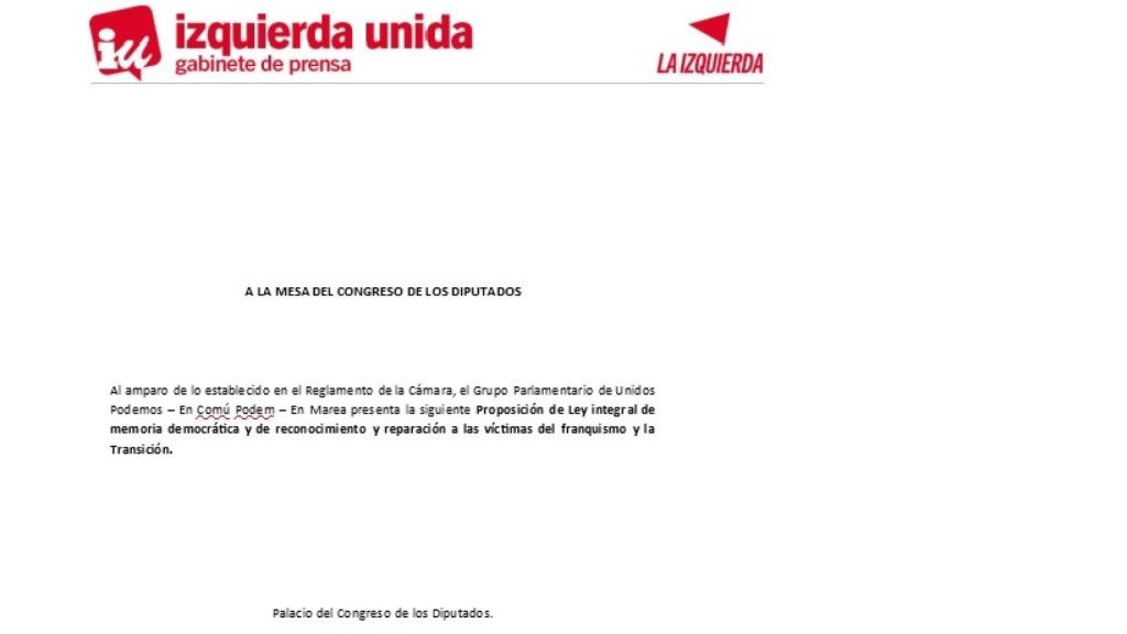 Proposición de Ley de Izquierda Unida sobre las víctimas del franquismo y la Transición.