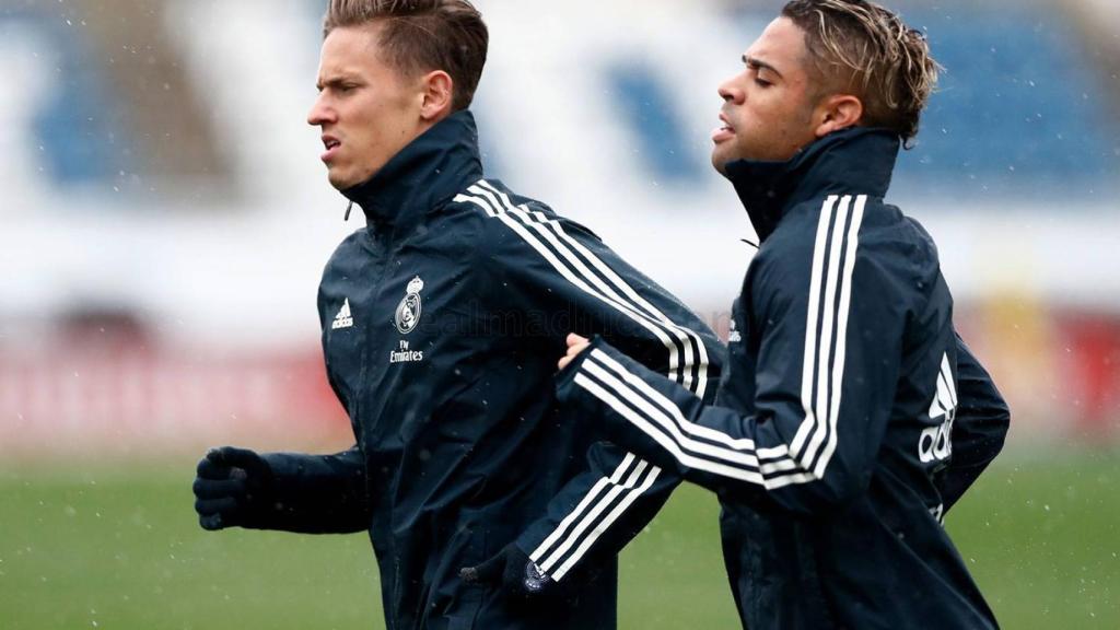 Marcos Llorente y Mariano se entrenan en Valdebebas