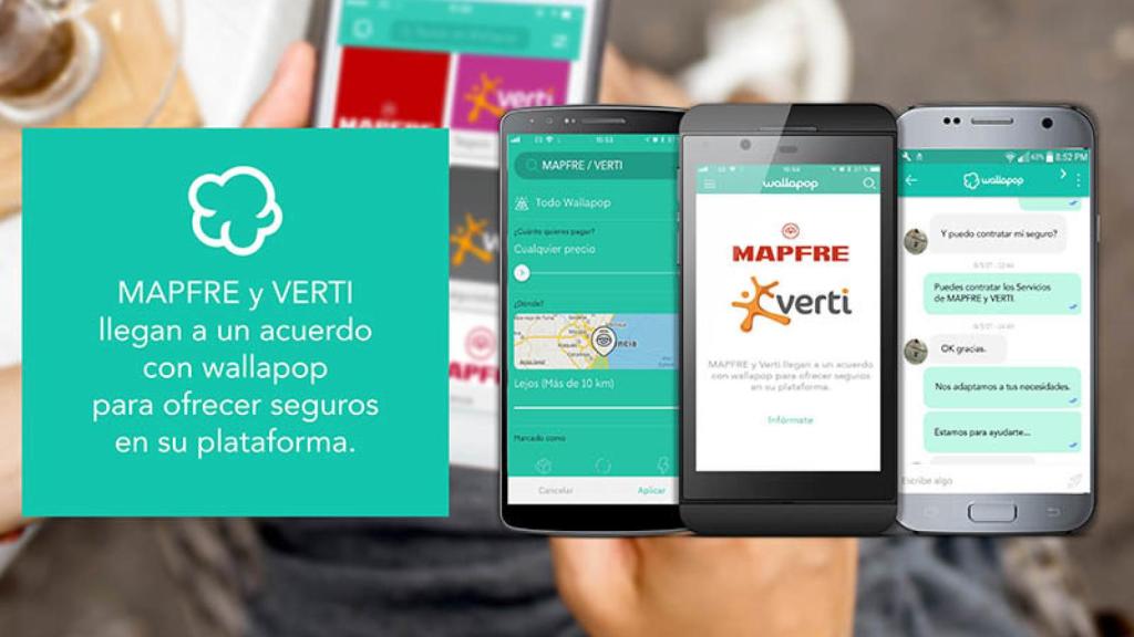 Imagen promocional del acuerdo de Mapfre, Verti y Walapop.