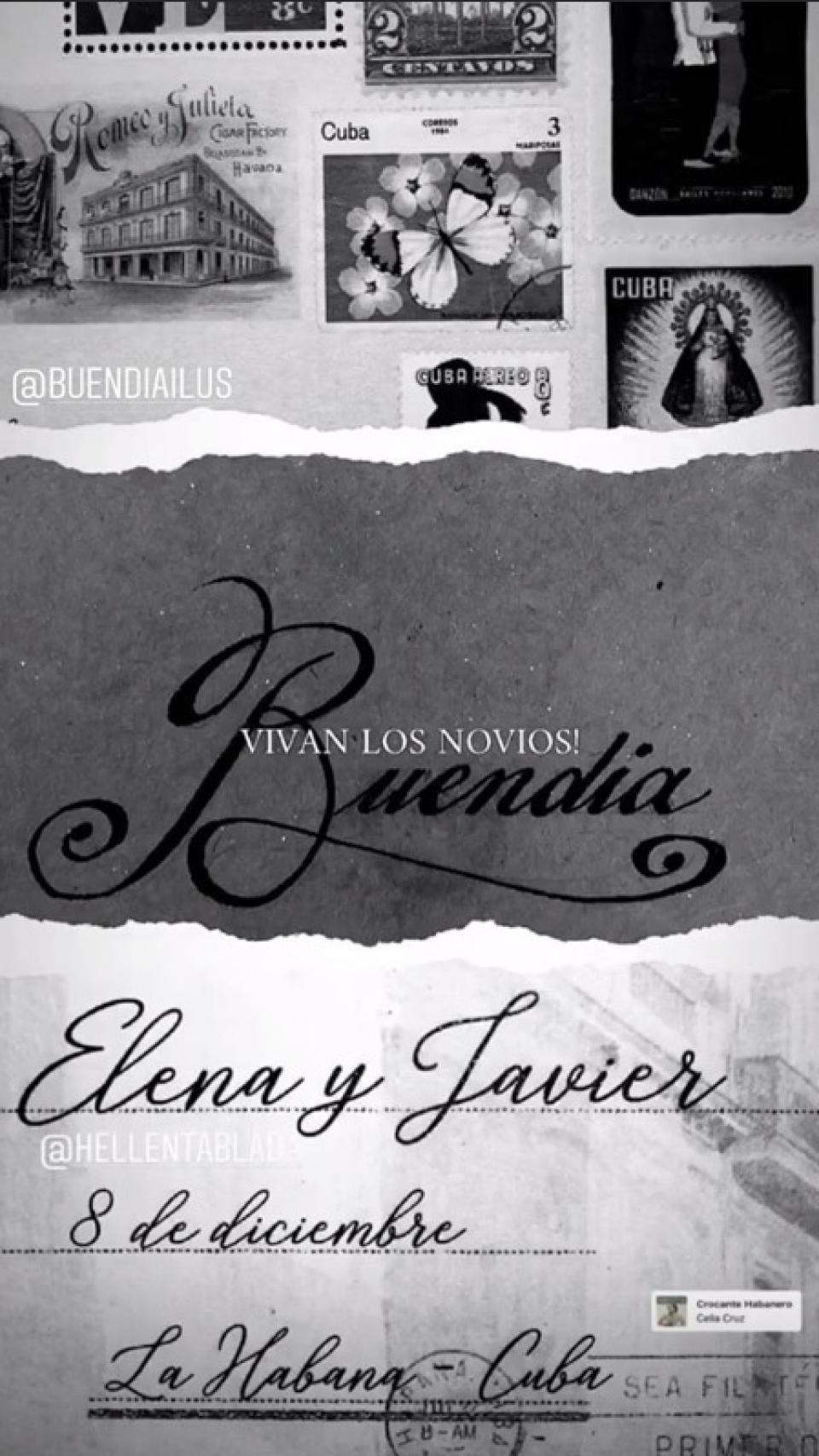 Invitación a la boda de Elena Tablada.