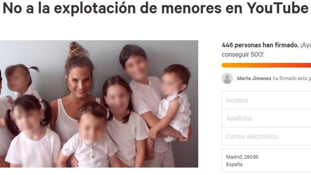 La petición impulsada por 'Change.org'.