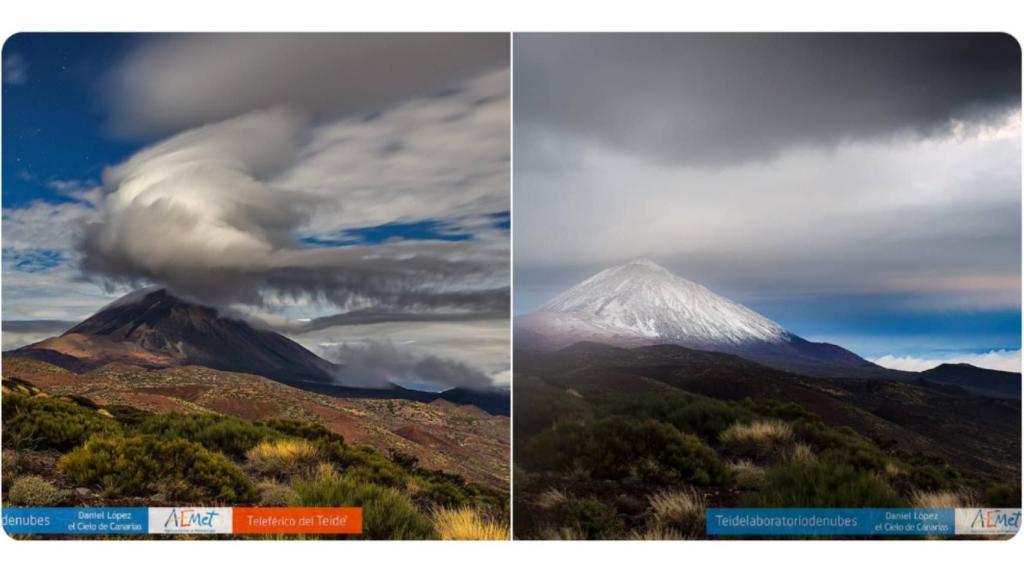 La primera gran nevada en el Teide, captada por la estación de la AEMET de Izaña.