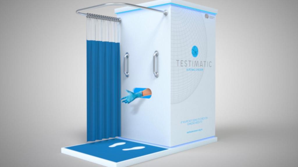 Imagen de la cabina de palpado testicular.